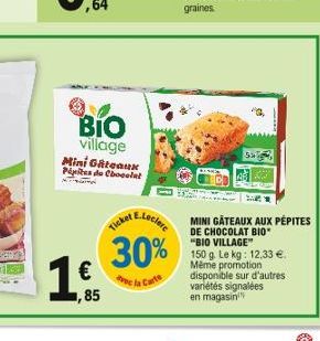 BIO village Mini Gâteaux Pipites de Chocolat