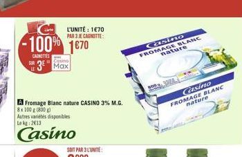 Casino nature FROMAGE BLANC  B  800.357  dey  Casino  FROMAGE BLANC nature