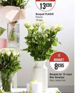 LE  BOUQUET  895  Bouquet de 10 roses Max Havelaar 60cm, bouton 5cm