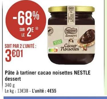 pâte à tartiner cacao noisettes  Nestlé dessert