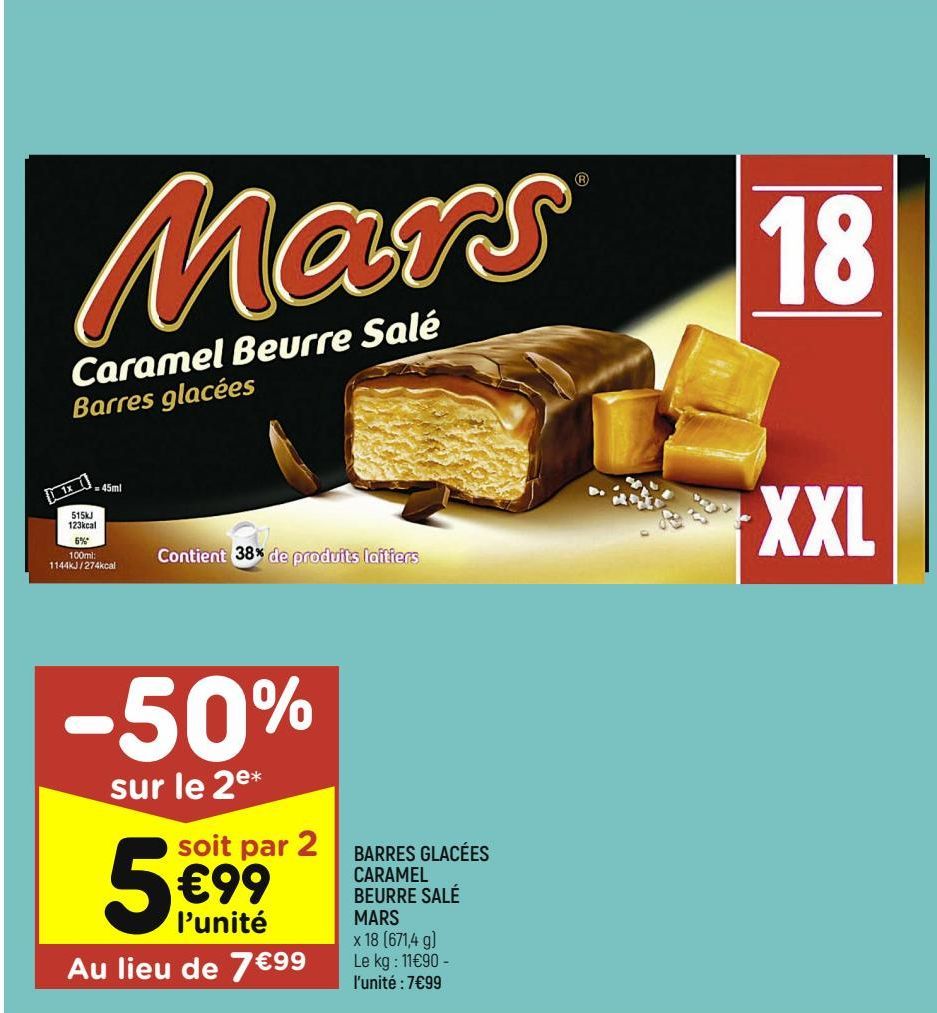 barres glacées caramel beurre salé Mars