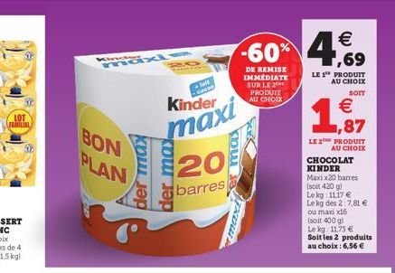 LOT FAMILIAL  maxle  HANCE  talt  - cacao  Kinder  maxi  barres  BON PLAN  der max