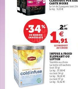 -34%  DE REMISE IMMEDIATE  Lipton  MANDO ROOIBOS  cold infuse  THE YEAR WATER AUT