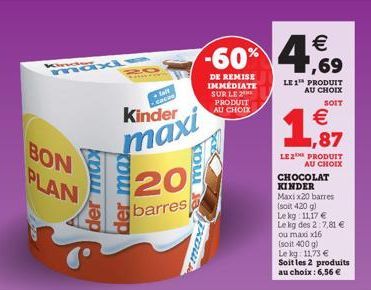 maxle  HANCE  talt  - cacao  Kinder  maxi  barres  BON PLAN  der max
