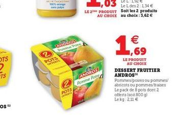ANDROS Powme Poire  2  POTS OFFERTS  POTS  OFFERTS  ANDROS Pomme Poire