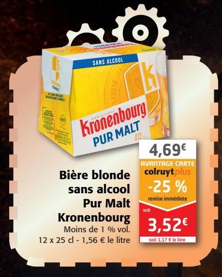 Bière blonde sans alcool Pur Malt Kronenbourg