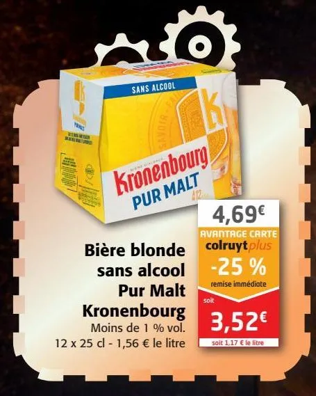 bière blonde sans alcool pur malt kronenbourg