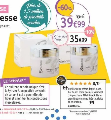 stineance  -60%  99.98  39 99  &mon club  moi  sineand  alois vérifiés  35 99  sneance  -10%  ca