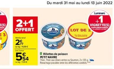 2+1  OFFERT  Wondu seul  29  Leig: 11,08   Les 3 pour  Lokg: 7.39   E58  54