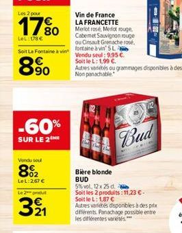 -60%  SUR LE 2  Vendu soul  8%2  Le L:267   Le 2 produt  321