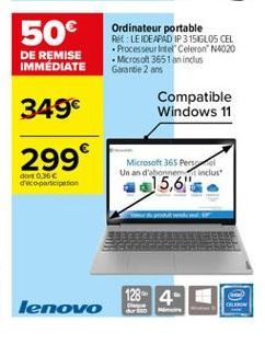 Microsoft 365 Persel Un an d'abonner inclus  15,6"