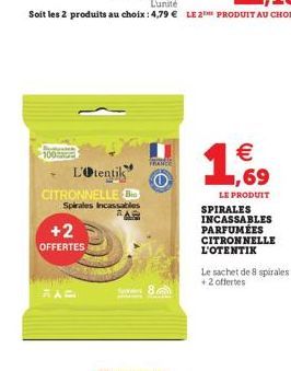 CITRONNELLE  +2  OFFERTES  RAC  Spirales Incassables AAR  de 8