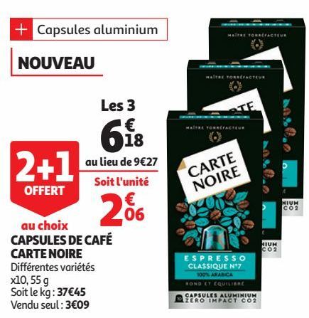CAPSULES DE CAFÉ CARTE NOIRE