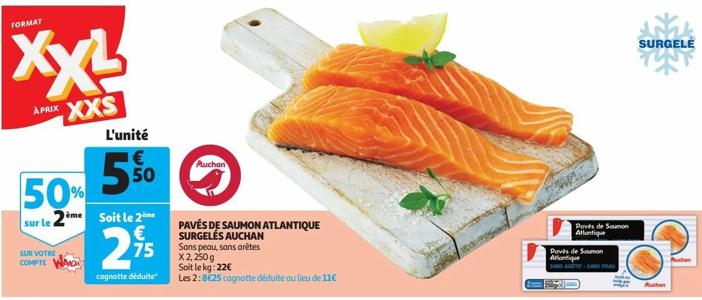 pavés de saumon atlantique surgelés auchan