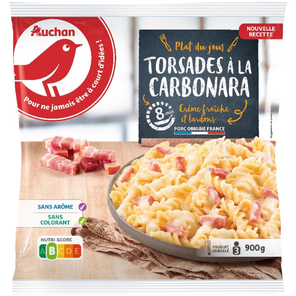 TORSADES À LA CARBONARA SURGELÉES AUCHAN