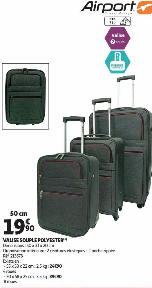 VALISE SOUPLE POLYESTER 50 cm