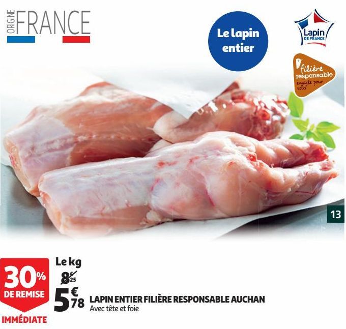 LAPIN ENTIER FILIÈRE RESPONSABLE AUCHAN