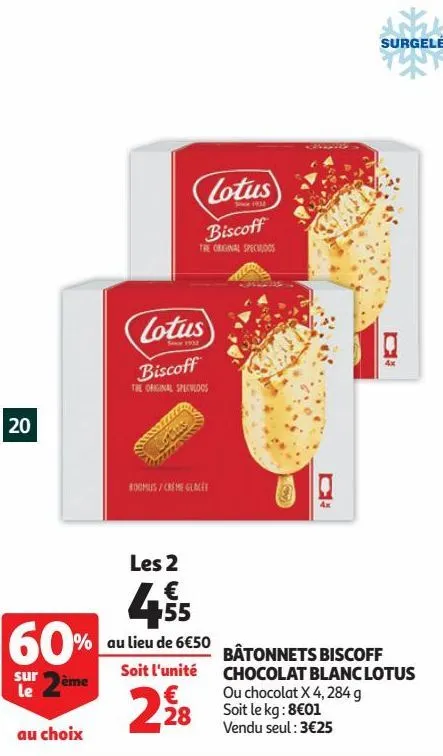 bâtonnets biscoff chocolat blanc lotus