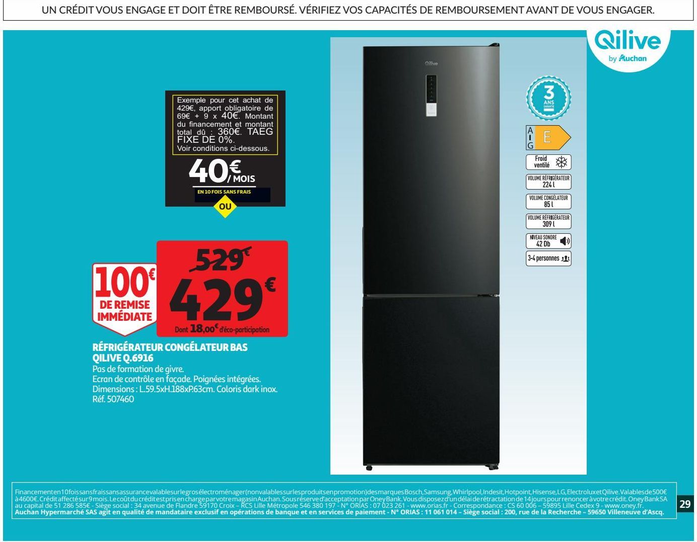 réfrigérateur congelateur bas Qilive Q.6916