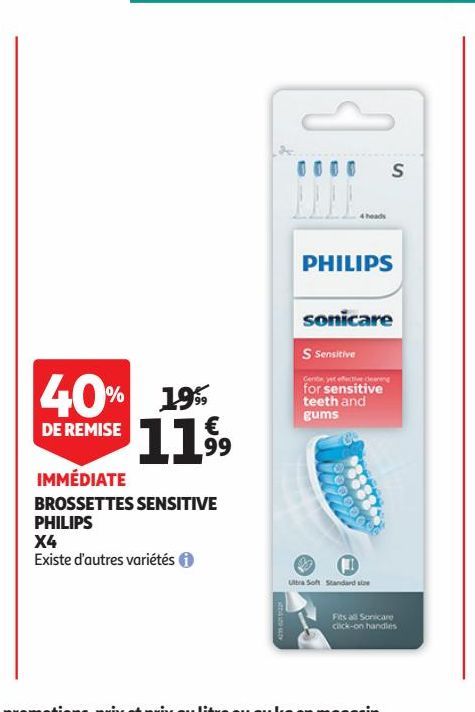 brossettes sensitive Philips x4