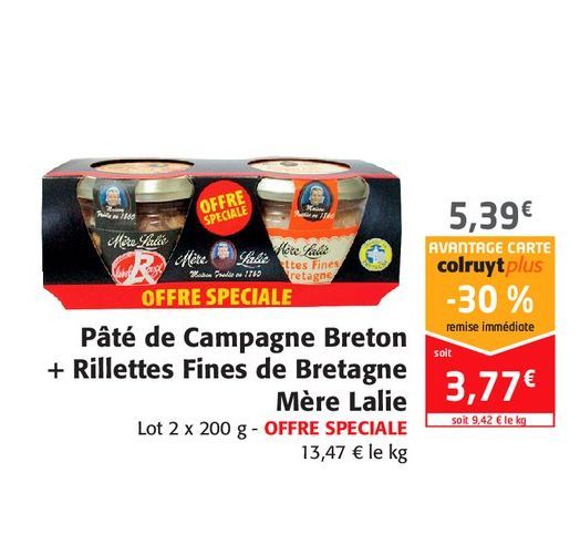 Pâté de campagne Breton + Rillettes Fines de Bretagne Mère Lalie