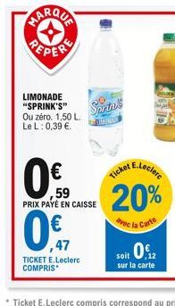 Sprink  Ticket E-Leclerc 20%  avec la Carte