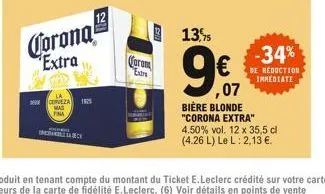 corona  extra  cerveza mas fina  1825  in  foram ban  -34%  de réduction immediate