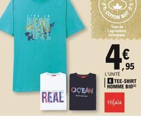 BEAU  an  OCEAN  BIO  4  ,95  L'UNITÉ  6 TEE-SHIRT HOMME BIO  TISSAIA