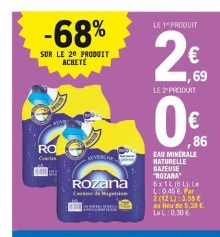 -68%  SUR LE 2e PRODUIT ACHETÉ  AUVE  RO  Contice  PATION  69