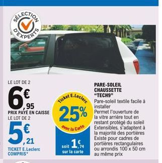 Ticket  25%  avec la Carte  soit sur la carte