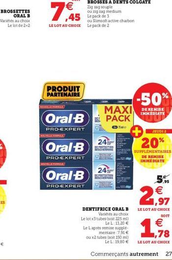 BROSSETTES ORAL B Variétés au choix  Le lot de 2+2