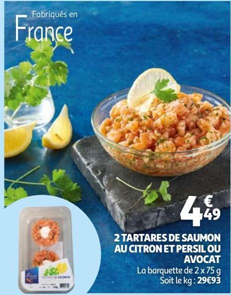 2 TARTARES DE SAUMON AU CITRON ET PERSIL OU AVOCAT