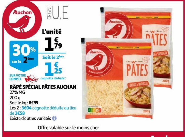 RÂPÉ SPÉCIAL PÂTES AUCHAN