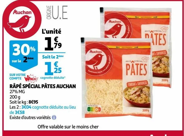 râpé spécial pâtes auchan