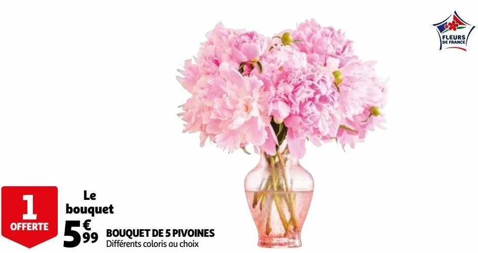 bouquet de 5 pivoines