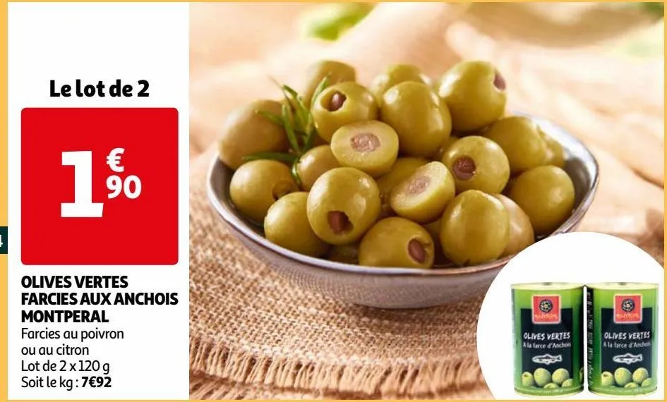 olives vertes farcies aux anchois montperal