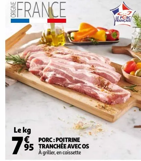 porc : poitrine tranchée avec os