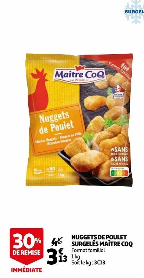 nuggets de poulet surgelés maître coq