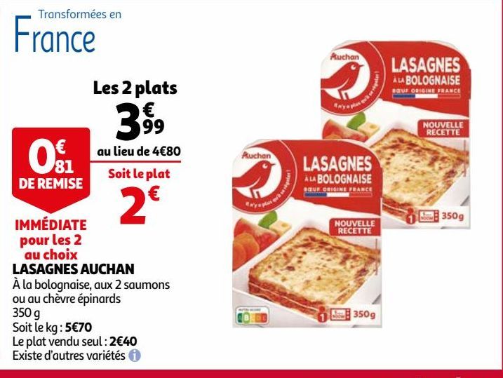 LASAGNES AUCHAN