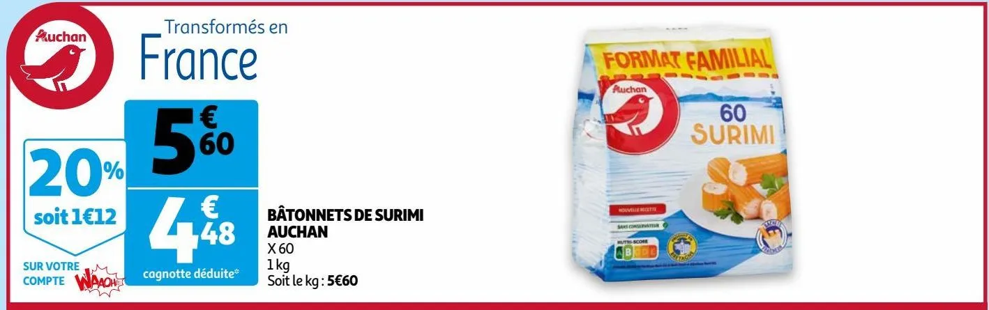 bâtonnets de surimi auchan