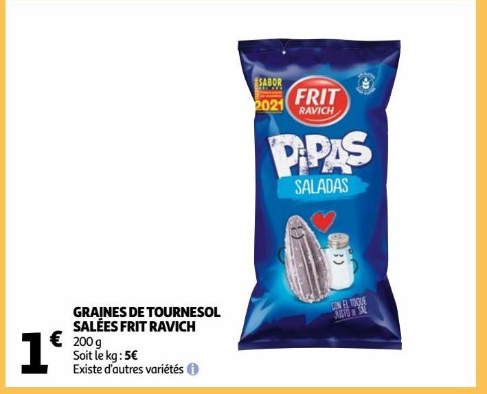 GRAINES DE TOURNESOL SALÉES FRIT RAVICH