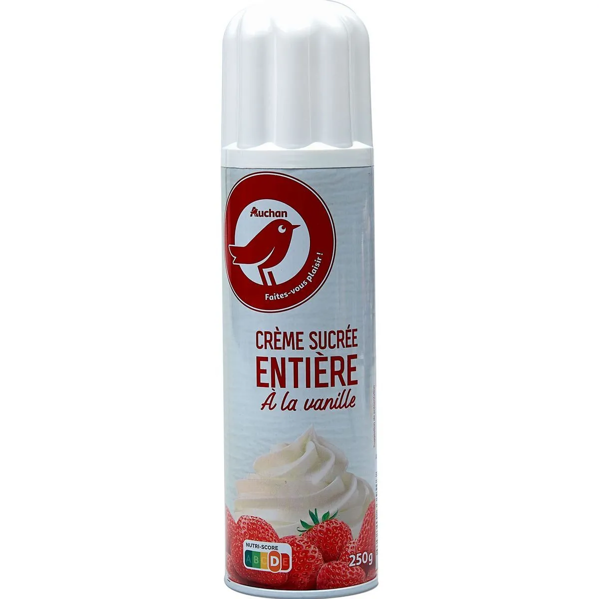 crème sucrée entière sous pression à la vanille auchan