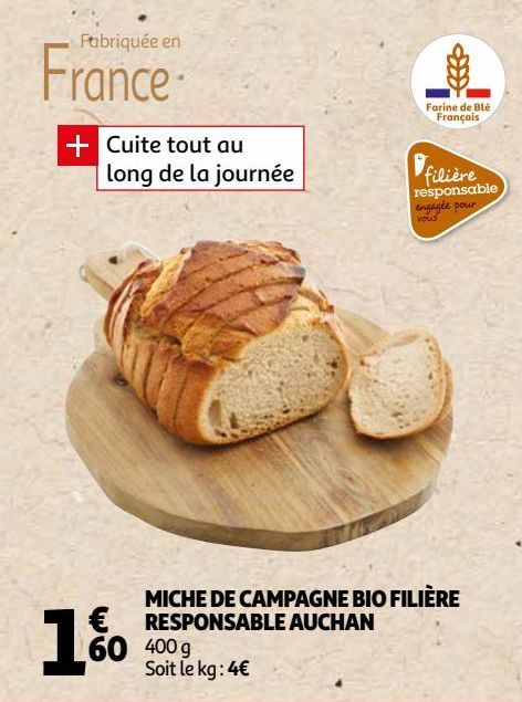 MICHE DE CAMPAGNE BIO FILIÈRE RESPONSABLE AUCHAN