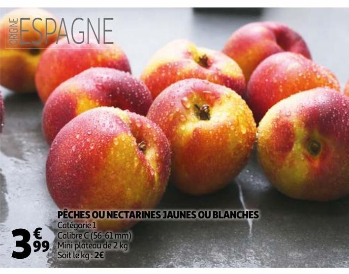 PÊCHES OU NECTARINES JAUNES OU BLANCHES