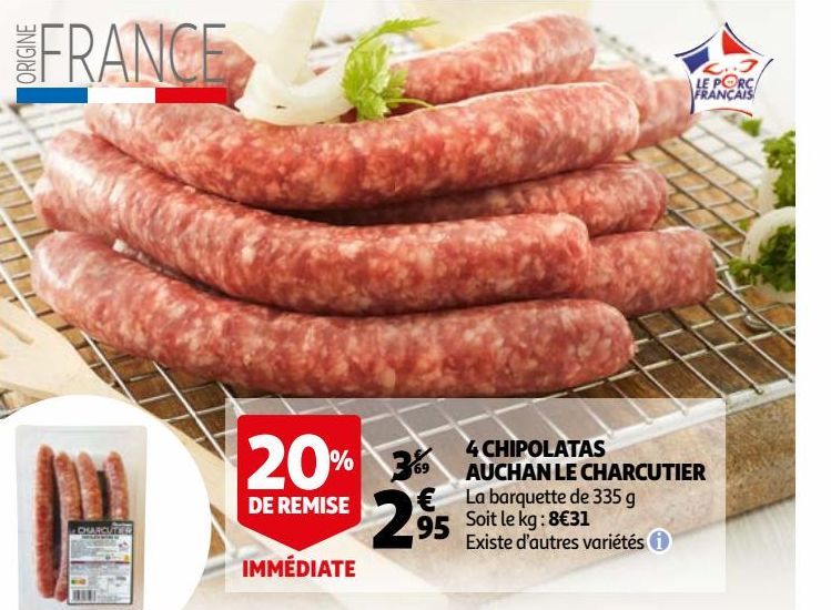 4 CHIPOLATAS AUCHAN LE CHARCUTIER