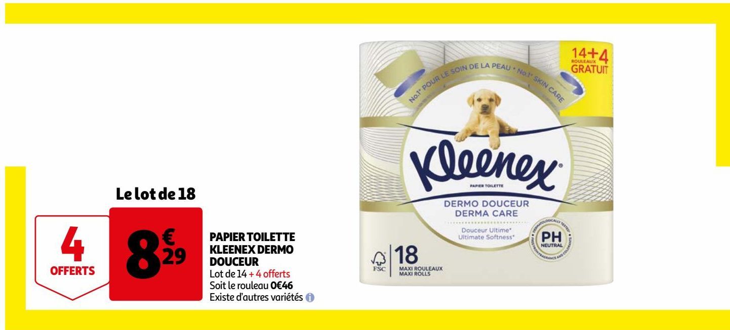 PAPIER TOILETTE KLEENEX DERMO DOUCEUR