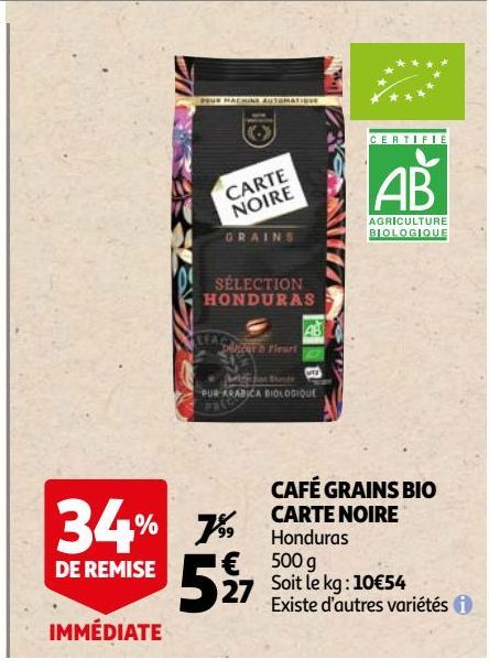 CAFÉ GRAINS BIO CARTE NOIRE