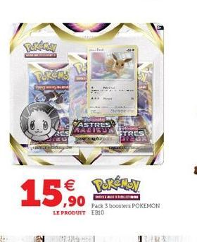 ASTRES RAZIESA STRES Docum 31258  LE PRODUIT EB10   Pokémoy  Gaem  Pack 3 boosters POKEMON