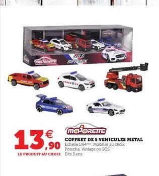 s.o.s. biftrack  majorette  coffret des vehicules metal ,90 echelle 1/64 modeles au choix