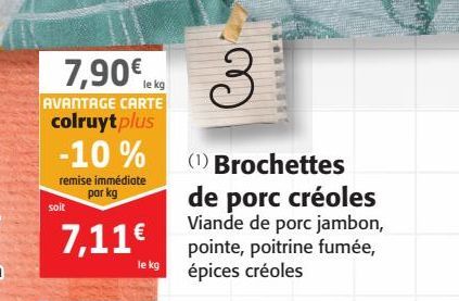 BROCHETTES DE PORC CREOLES